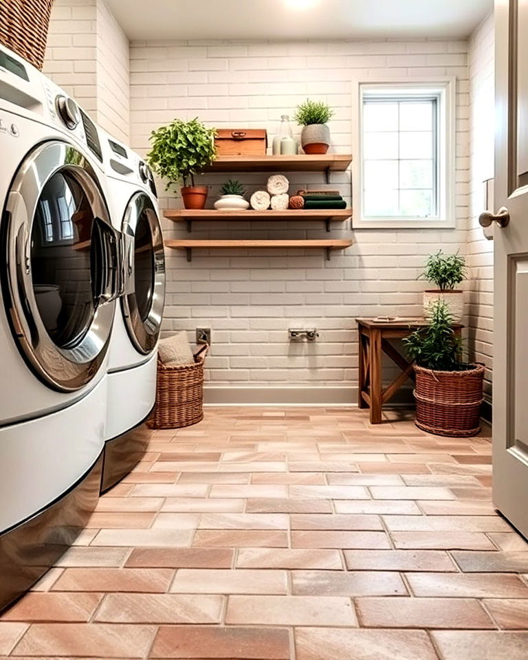 brick flooring with natural grout
