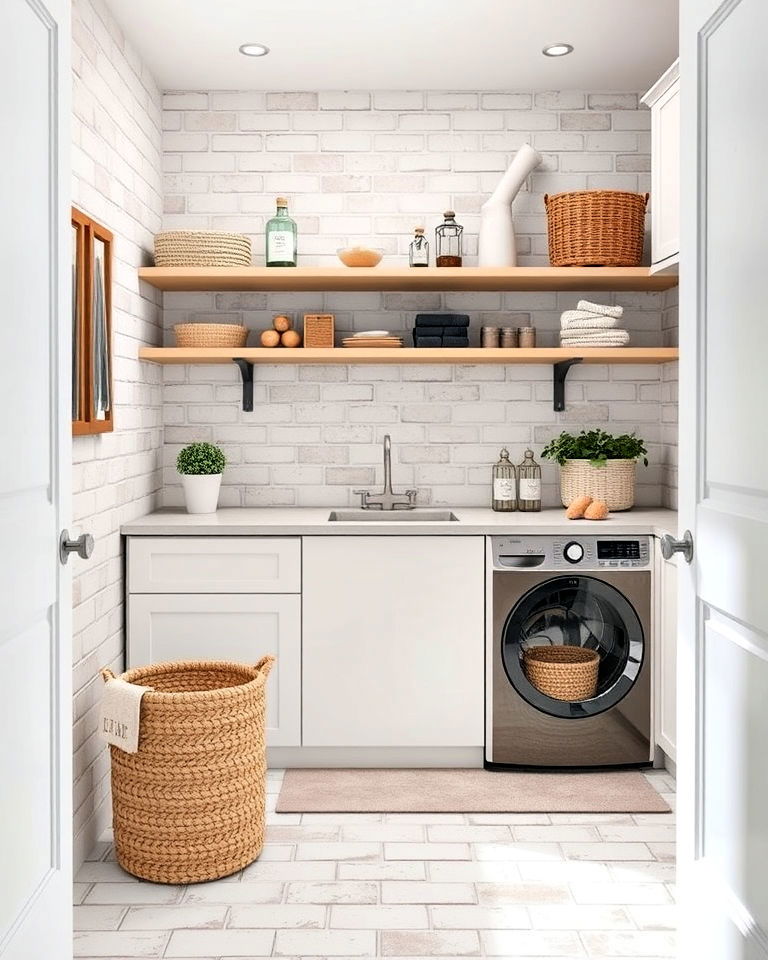 brick flooring with whitewashed finish