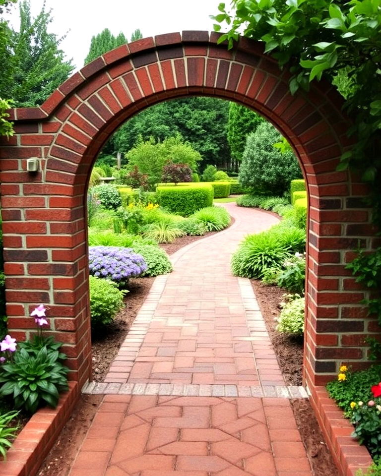 brick garden path with archway