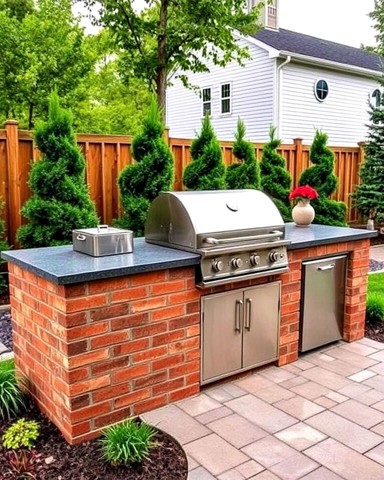 brick grill station with countertop