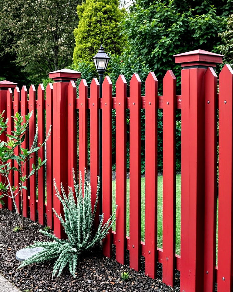 brick red color fence to add warmth