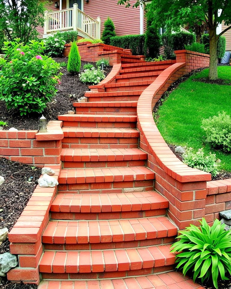 brick staircase on a slope area