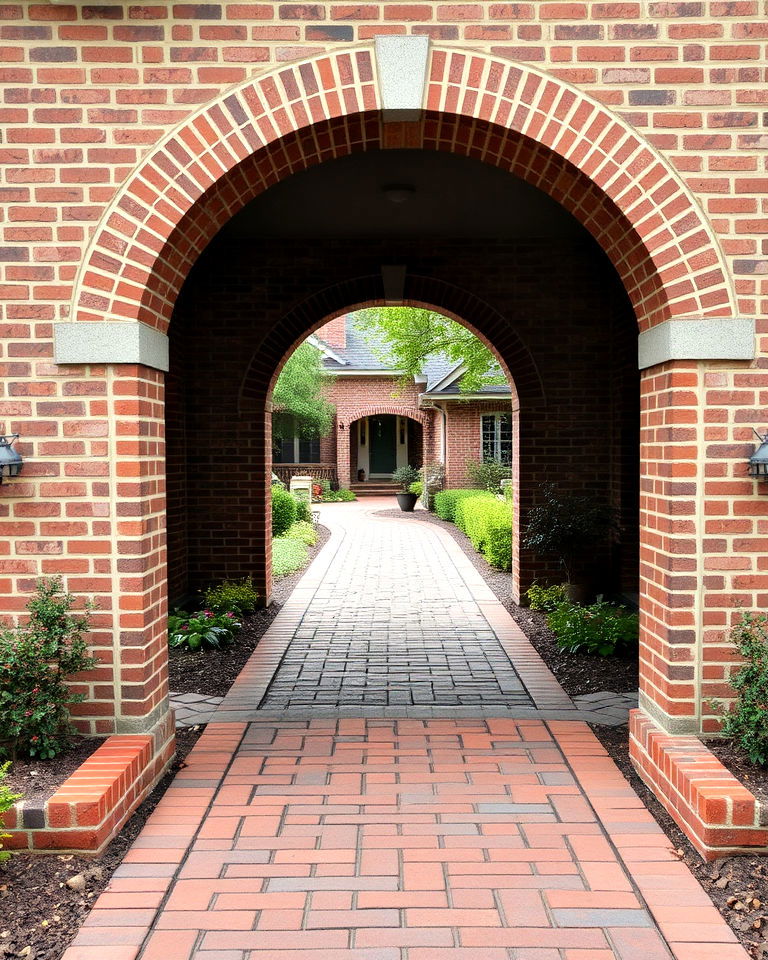 brick walkway with archway entrance