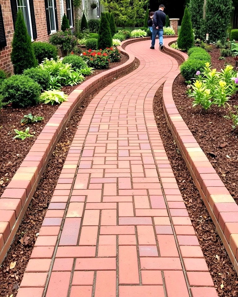 brick walkway with raised edges