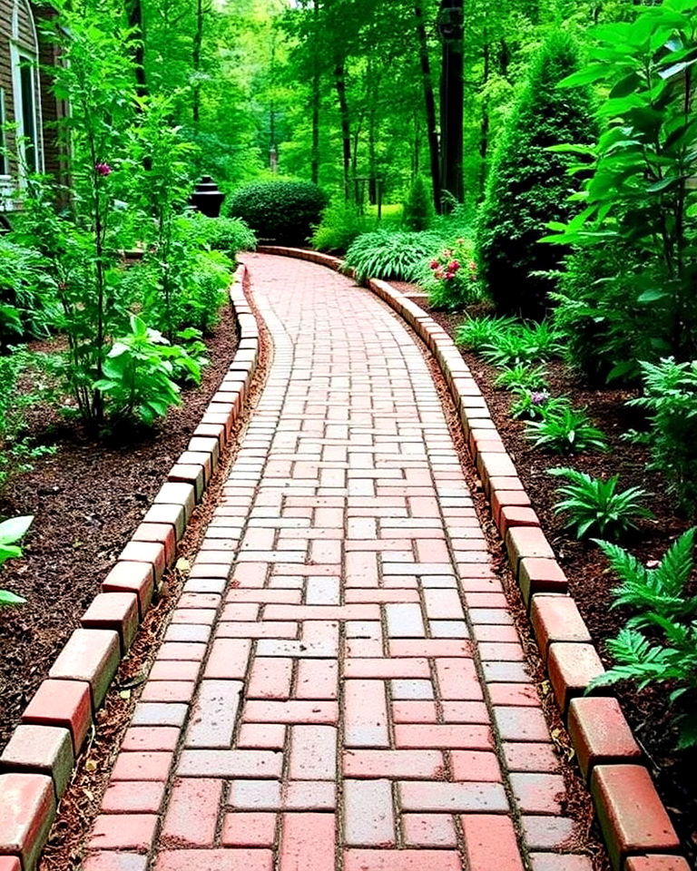brick walkway with staggered edges