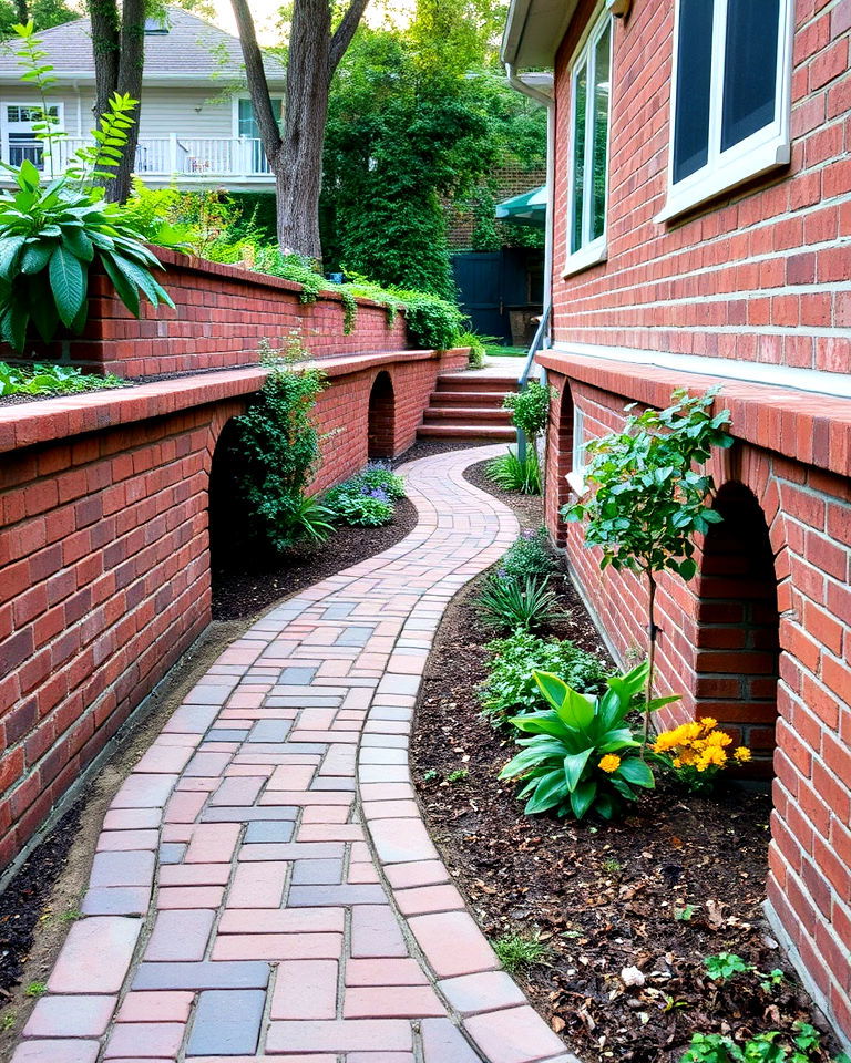 brick walkway with sunken design