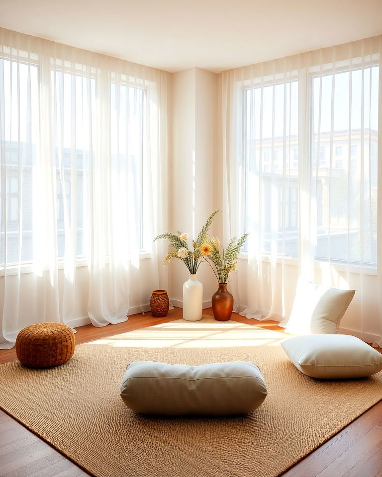 bright and airy meditation room