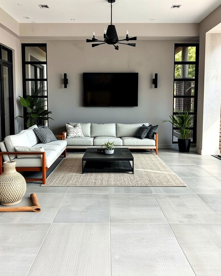 brushed concrete floors
