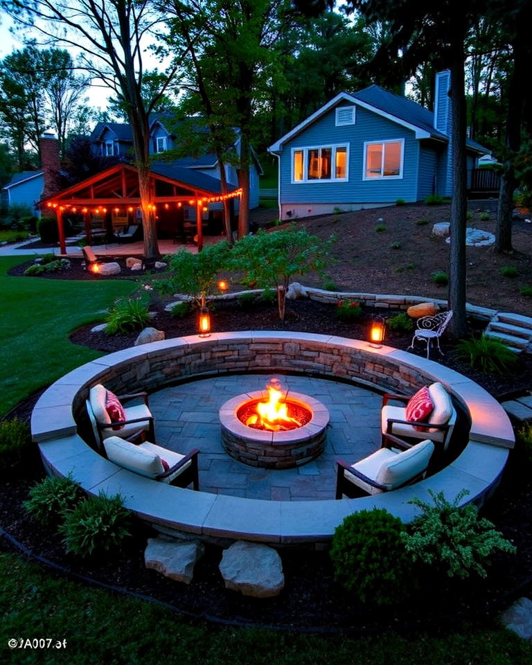 build a fire pit terrace