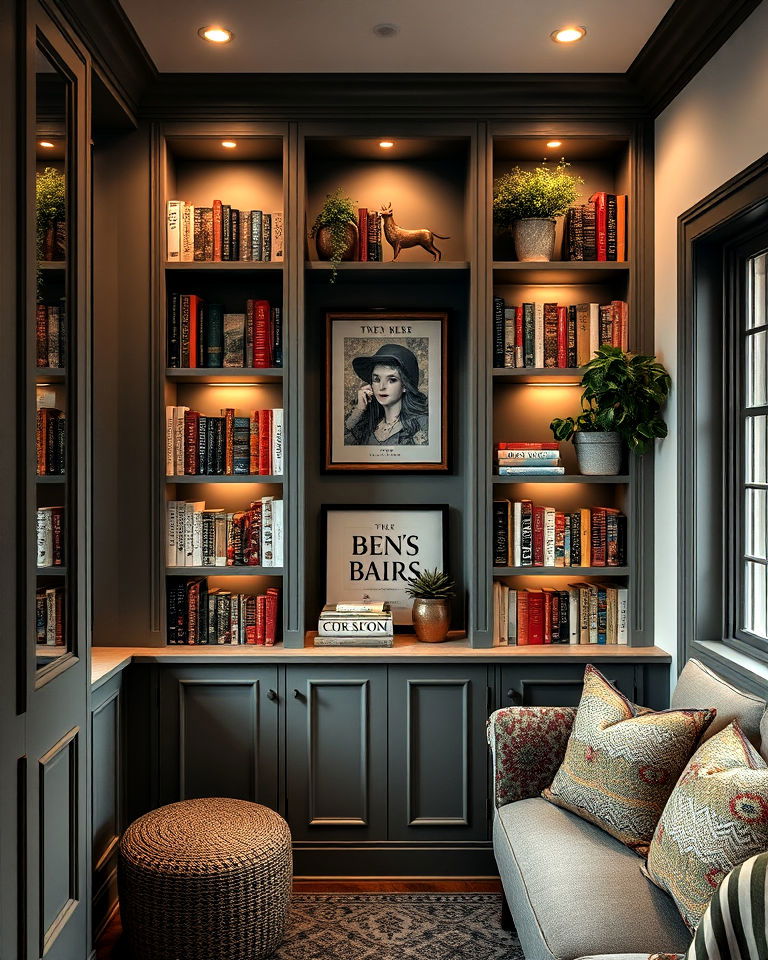 built in shelving for functionality