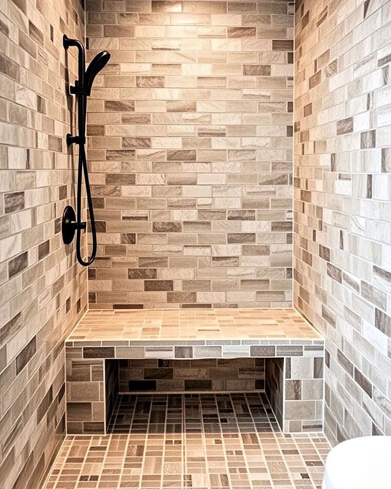 built in tiled bench