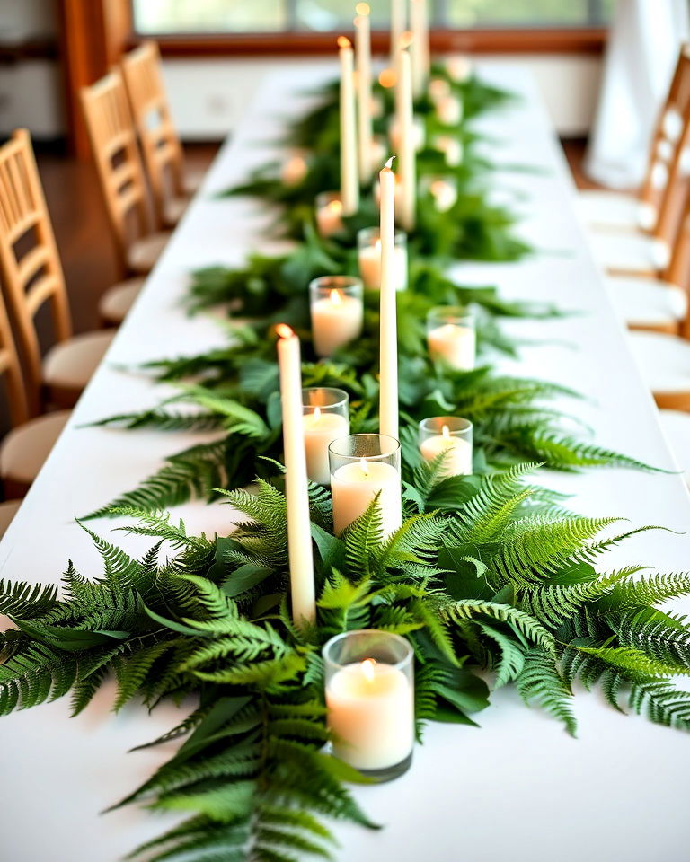 candle and fern garland