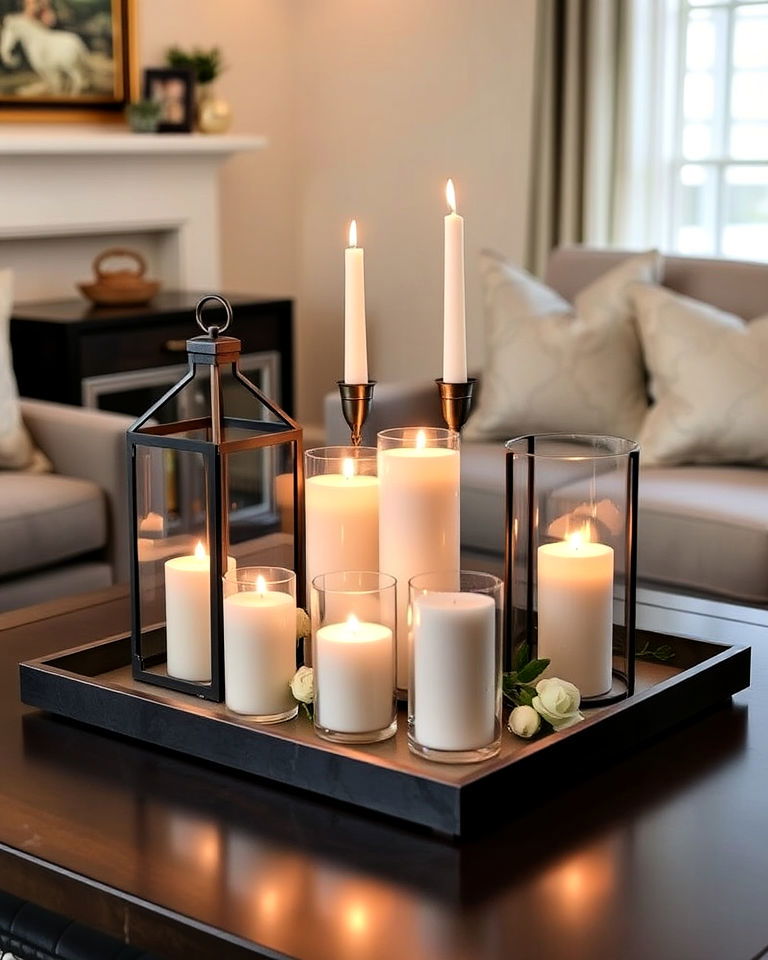 candle and lantern ensemble centerpiece