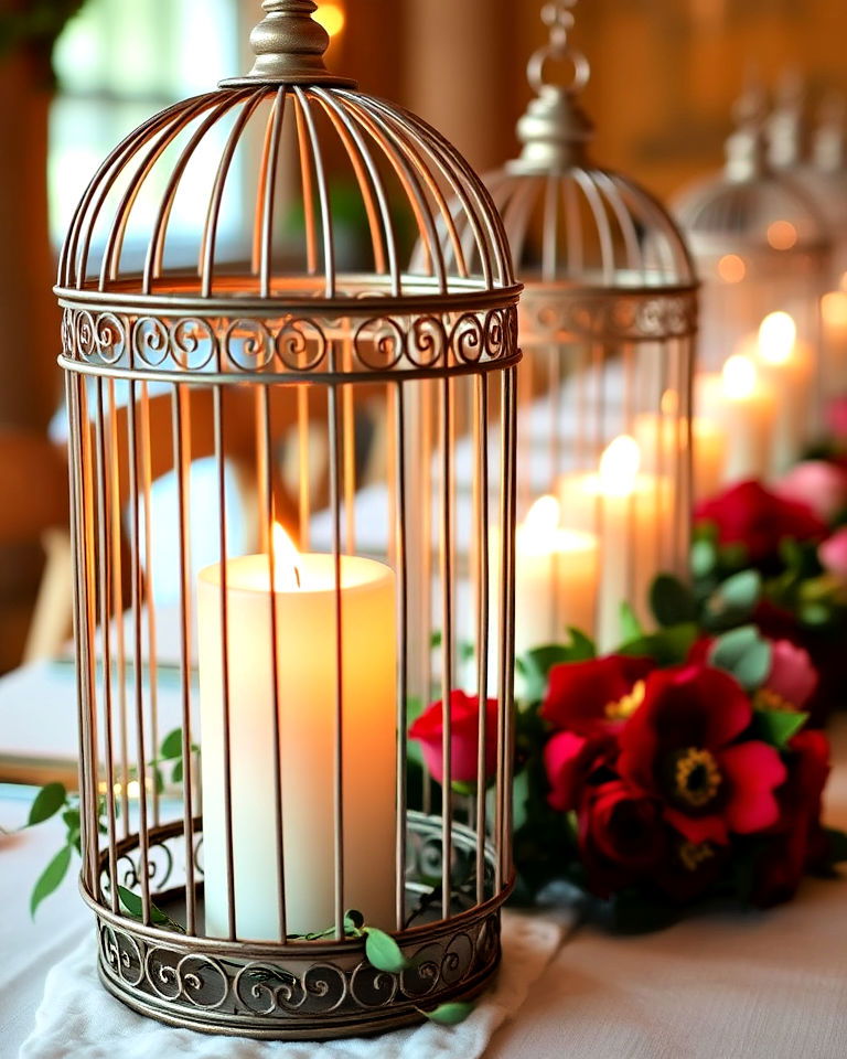 candle filled birdcages