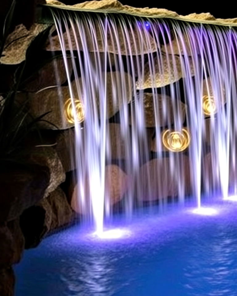 captivating waterfall led pool lights