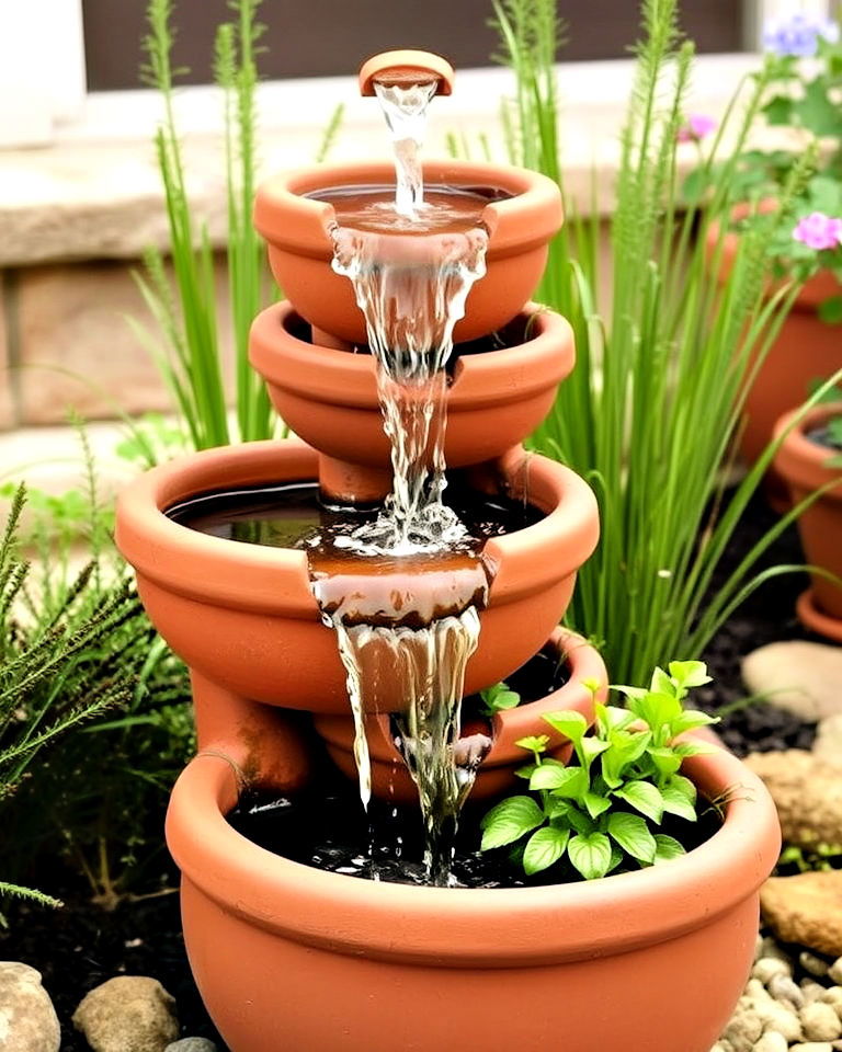 cascading terracotta pots