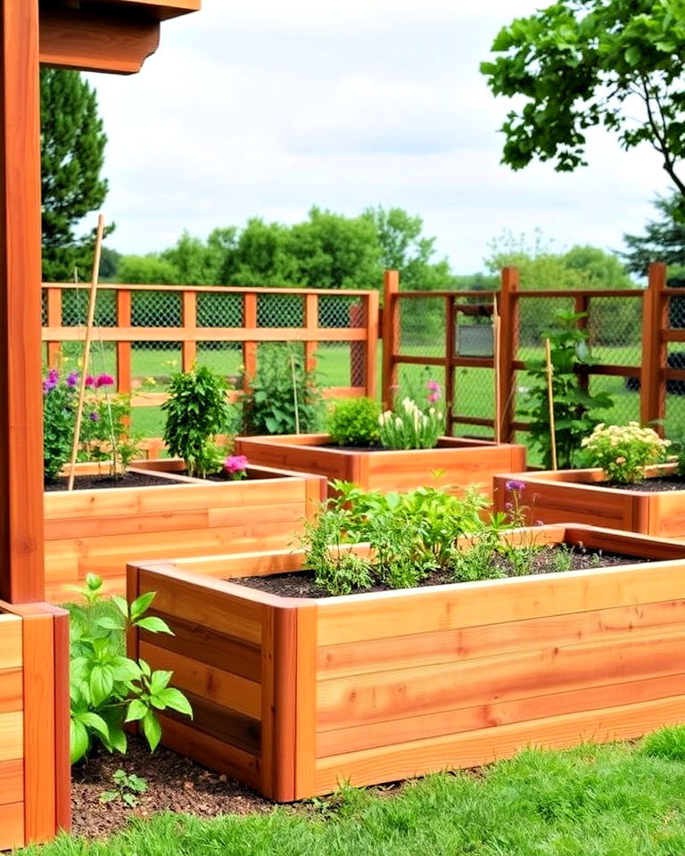 cedar wood raised bed for a classic look