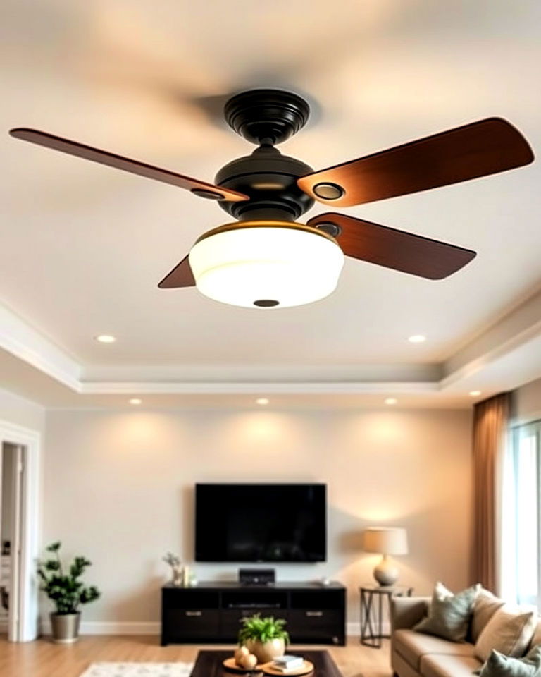 ceiling fan with integrated lights to save space