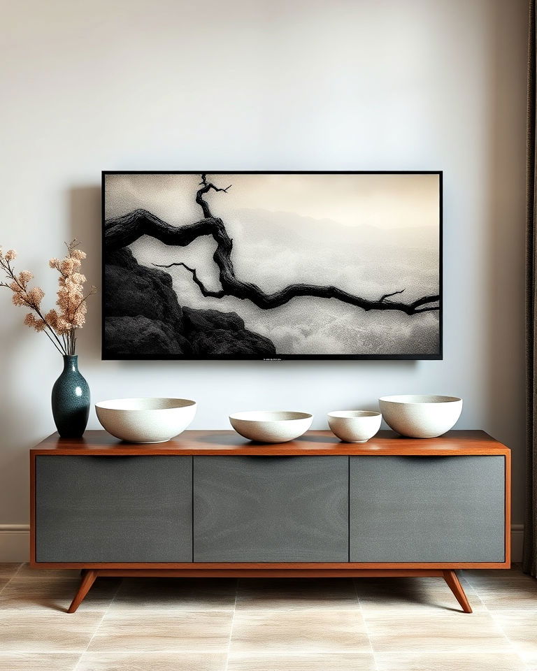 ceramic bowls for artistic tv console decor