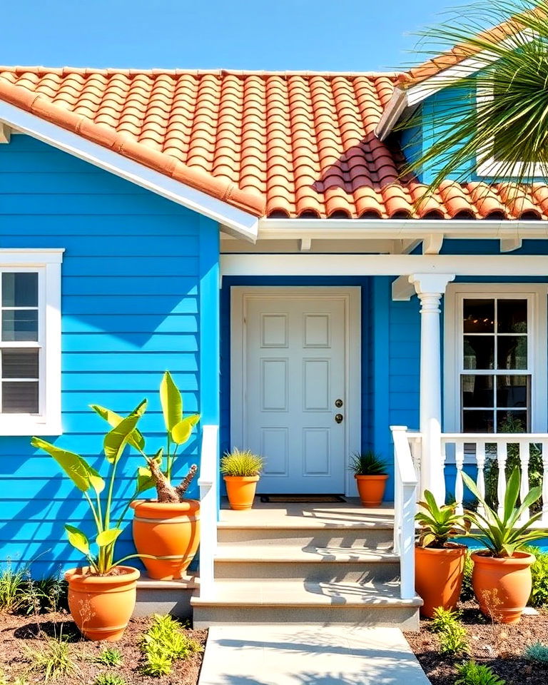 cerulean blue with a sandstone roof idea