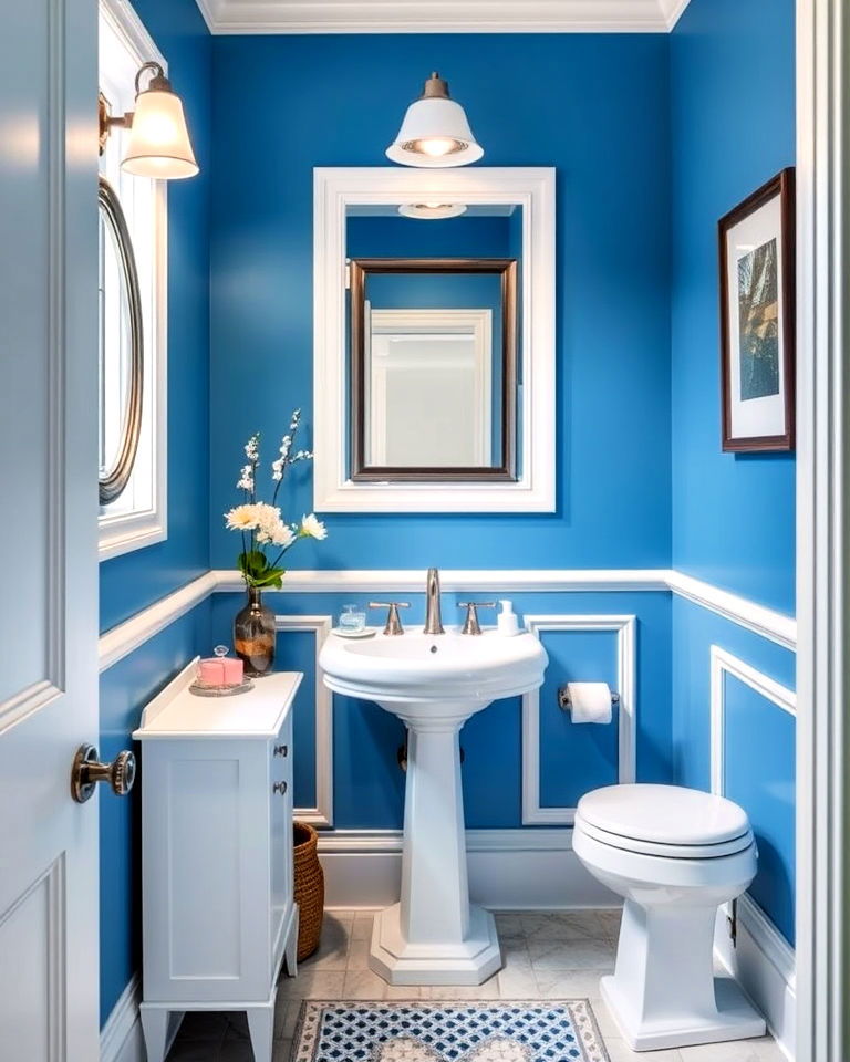 cerulean blue with white trim