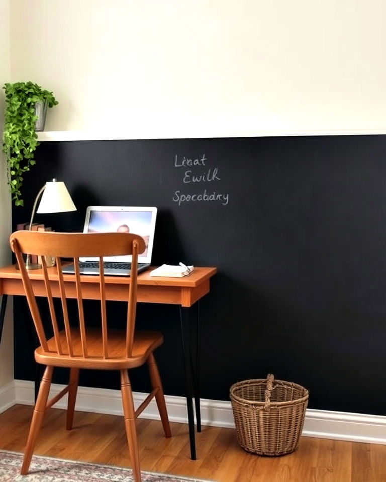 chair rail with fun chalkboard paint below