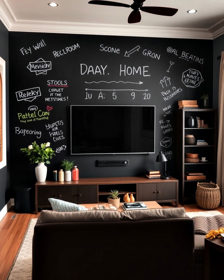 chalkboard wall for creativity tv room