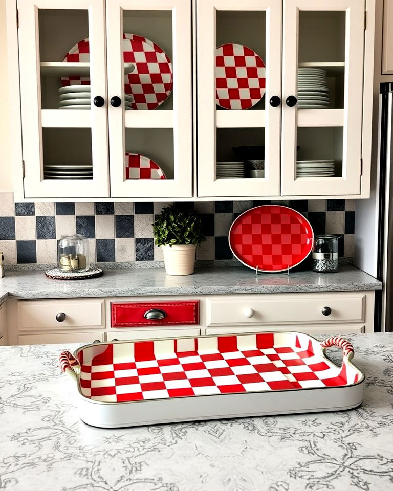 checkered dishware