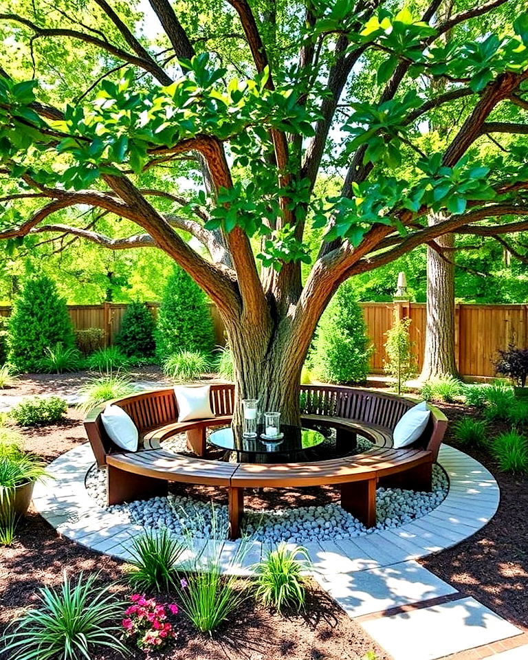 circular bench around a tree