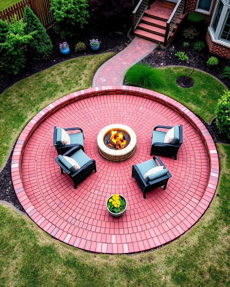 circular brick patio for cozy gatherings