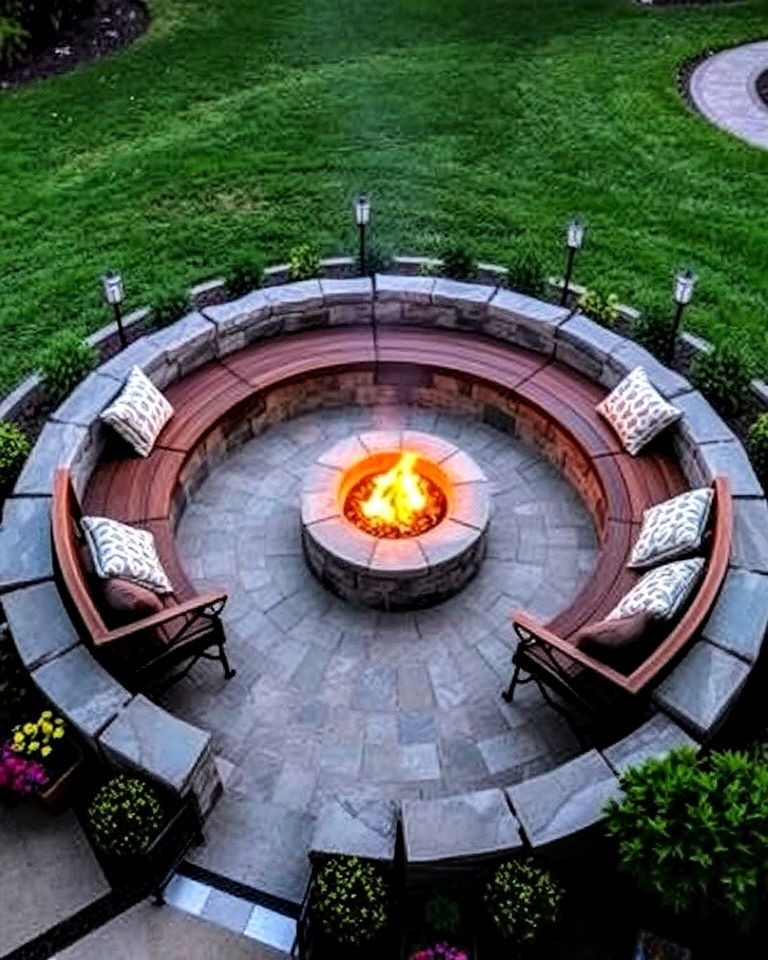 circular seating area around your fire pit