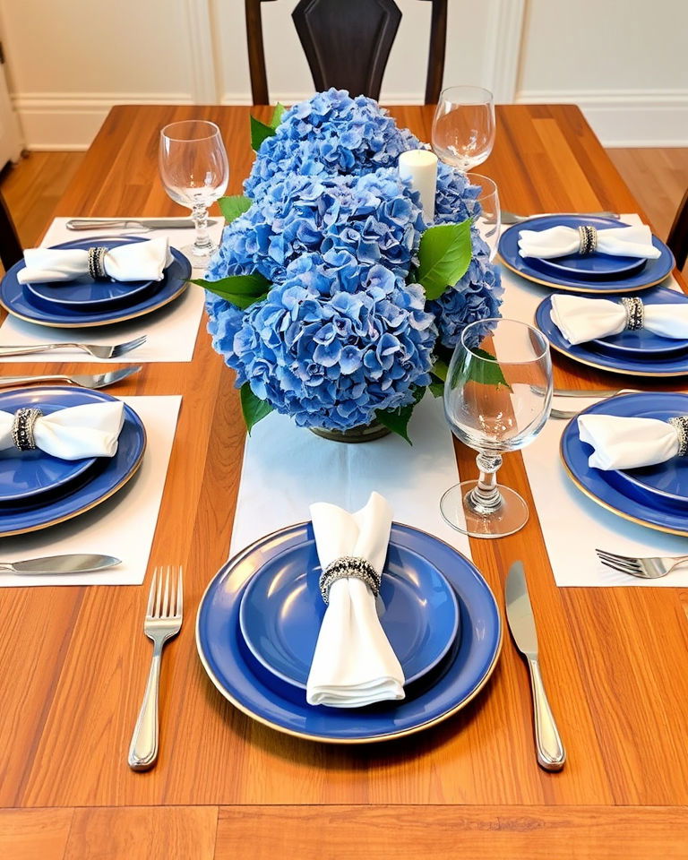 classic blue and white thanksgiving table