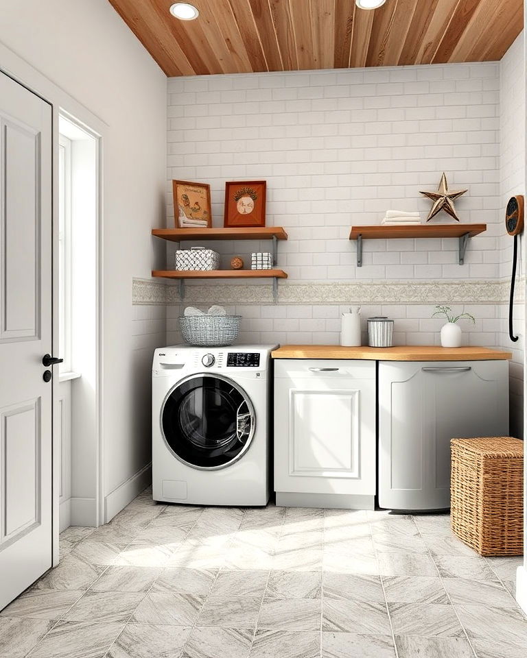 classic ceramic tiles laundry room floor