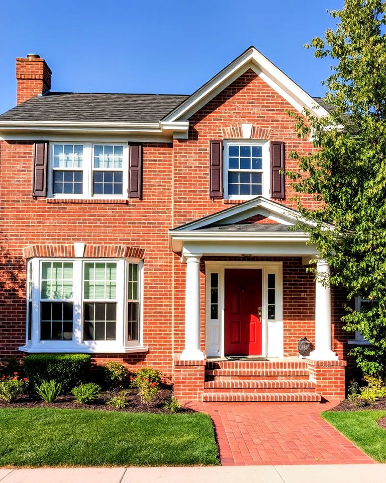 classic red brick facade home exterior