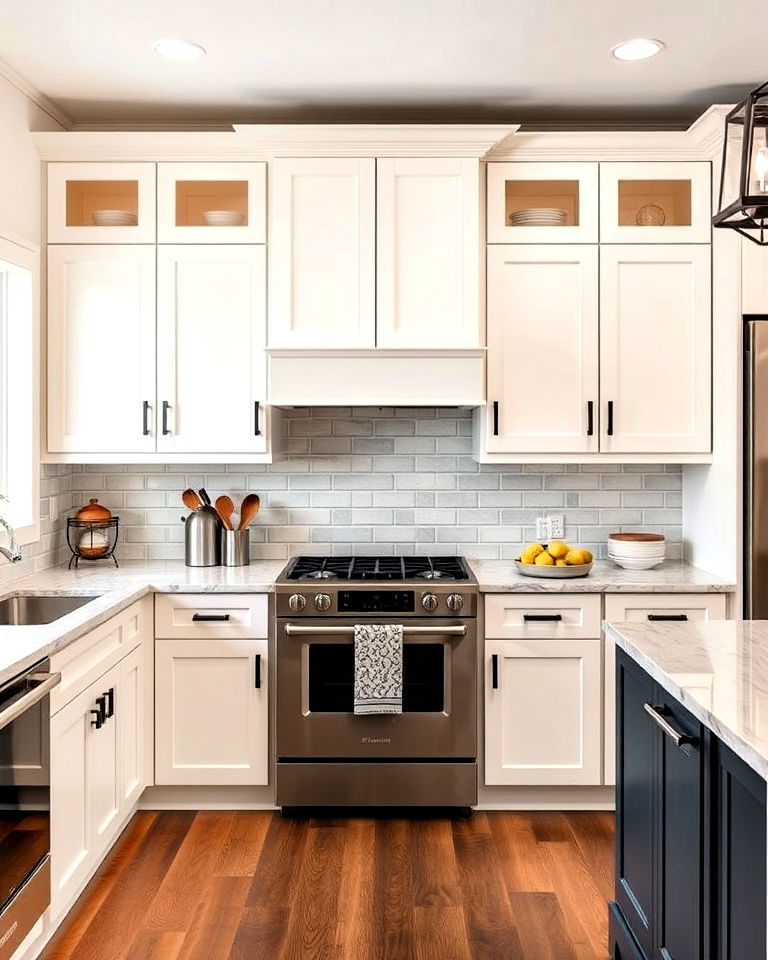 classic shaker style off white kitchen cabinets