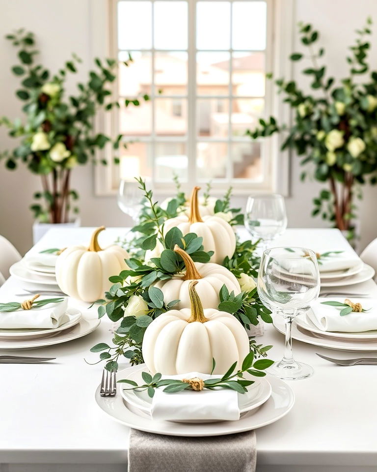 classic white and green thanksgiving table