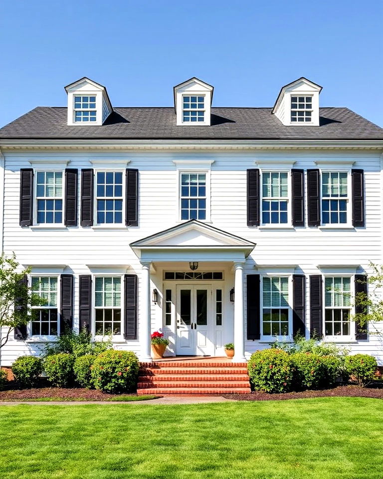 classic white colonial exterior home