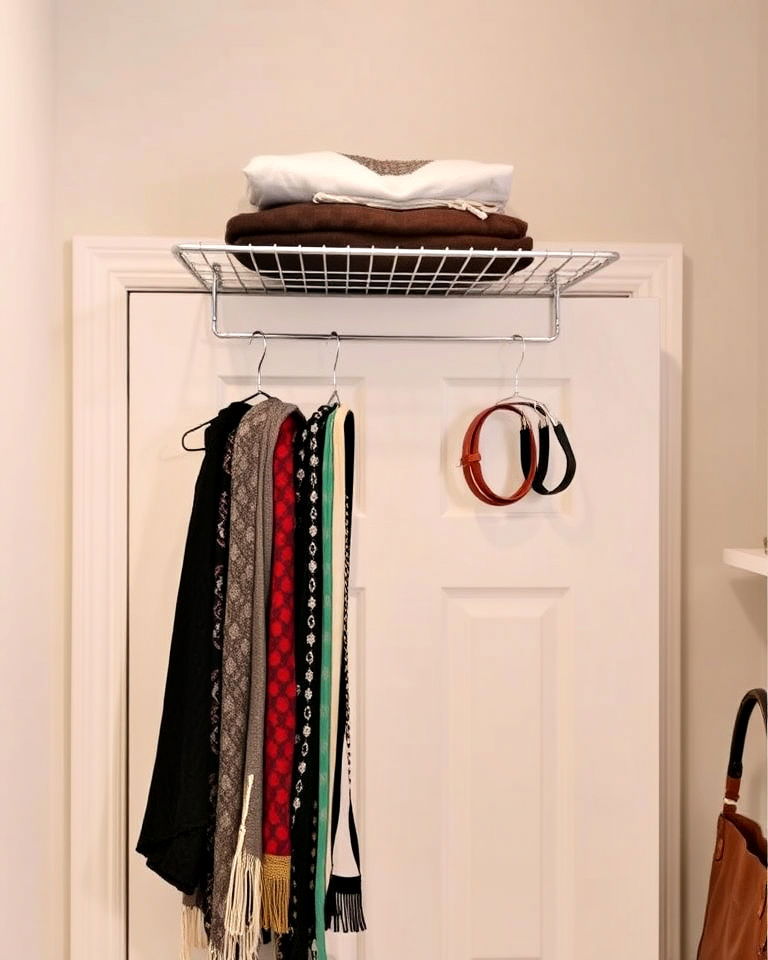 clothing rack above the door