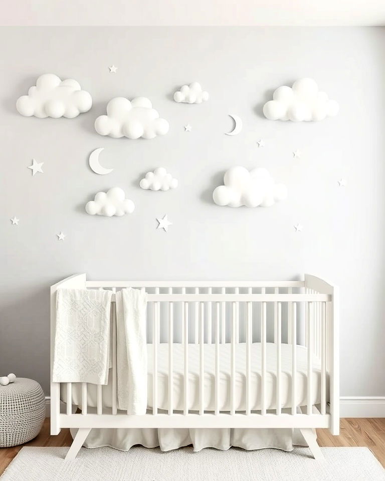 cloud themed wall decor nursery