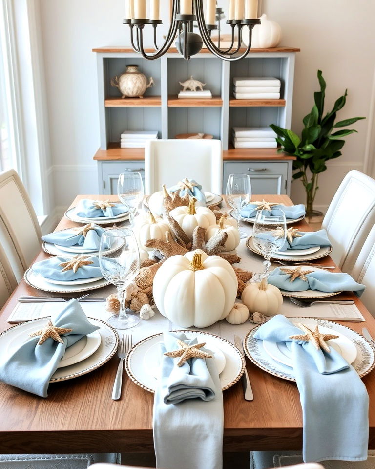 coastal inspired thanksgiving table