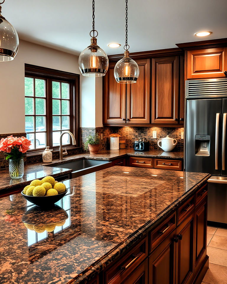 coffee brown granite countertop