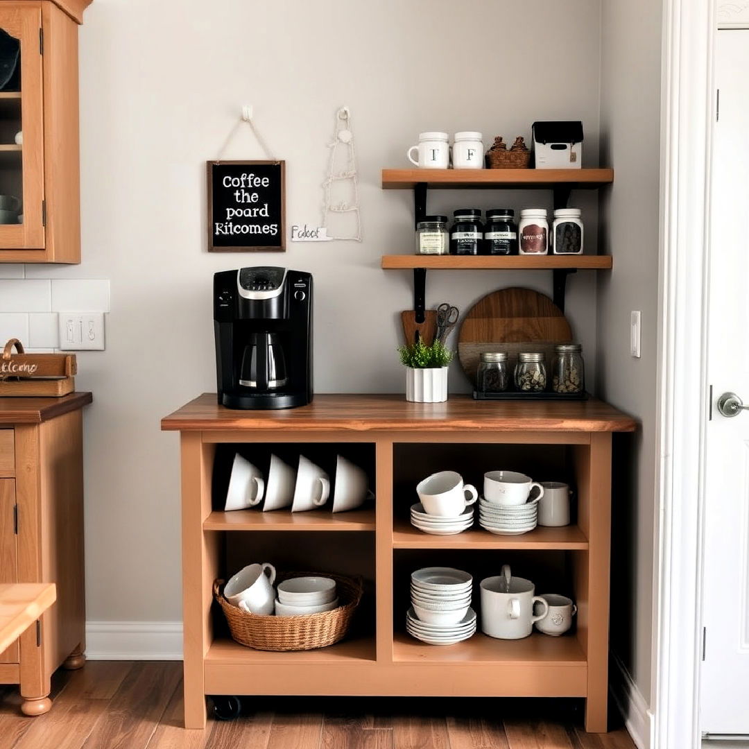 coffee station for farmhouse kitchen
