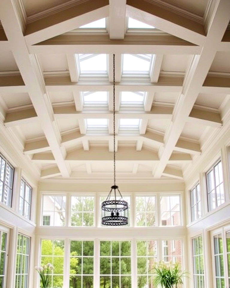 coffered sunroom ceiling for elegance