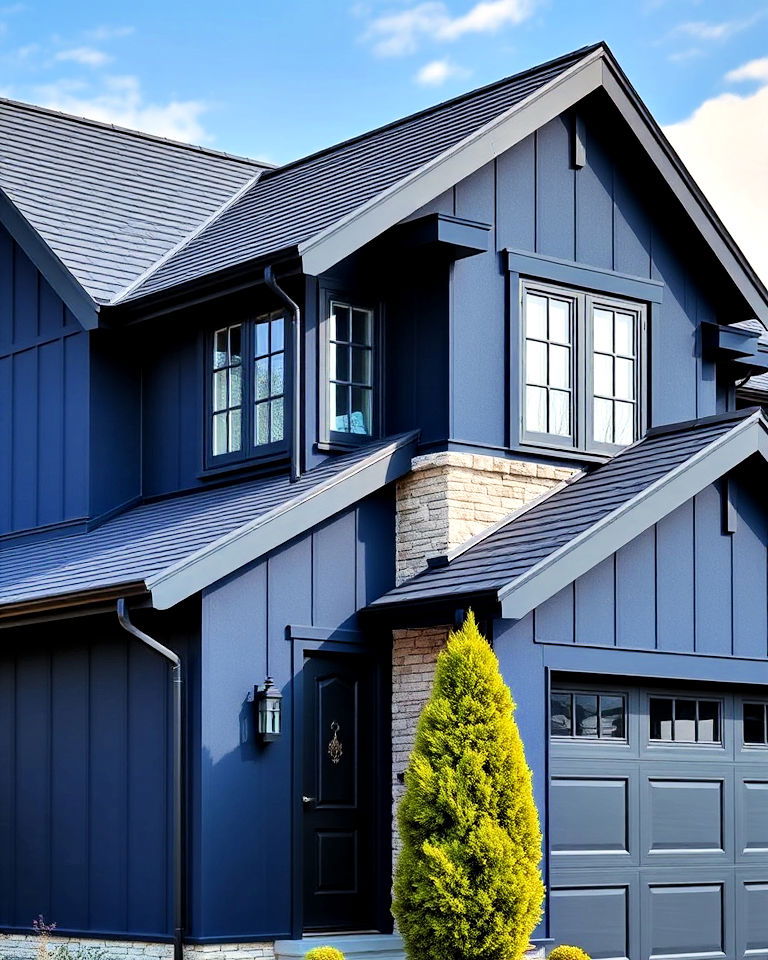 cohesive navy blue with black roof accents
