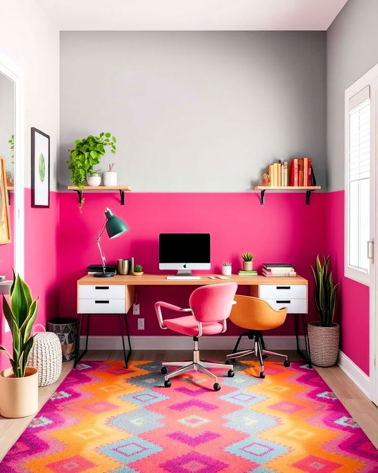 color blocked home office