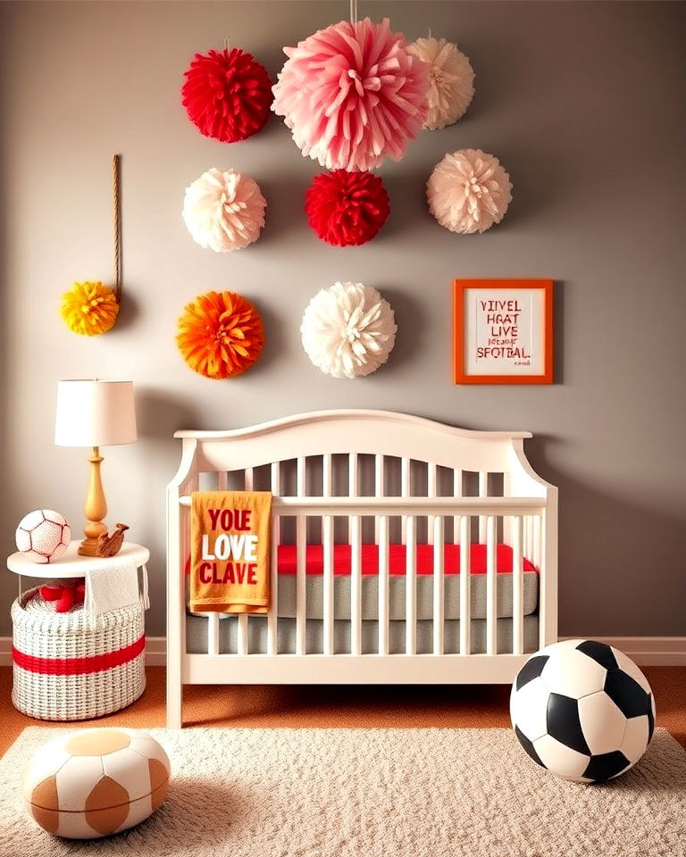 colorful cheerleading themed nursery accents