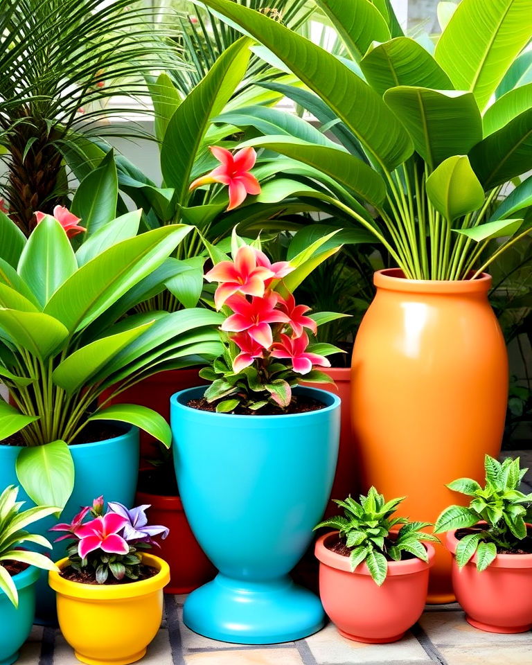 colorful pots and planters
