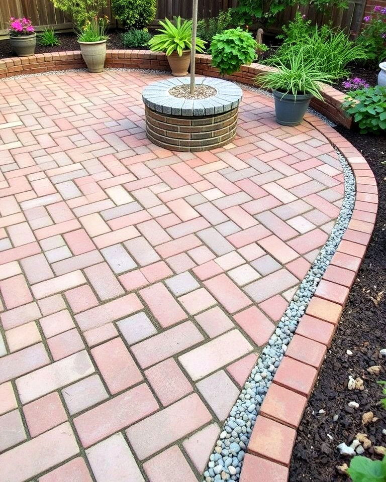 combine bricks with gravel patio