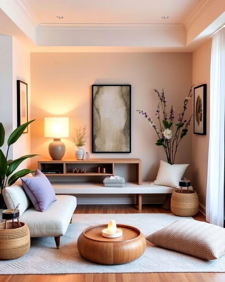 comfortable aromatherapy meditation room