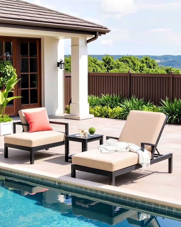 comfortable loungers and sunbeds